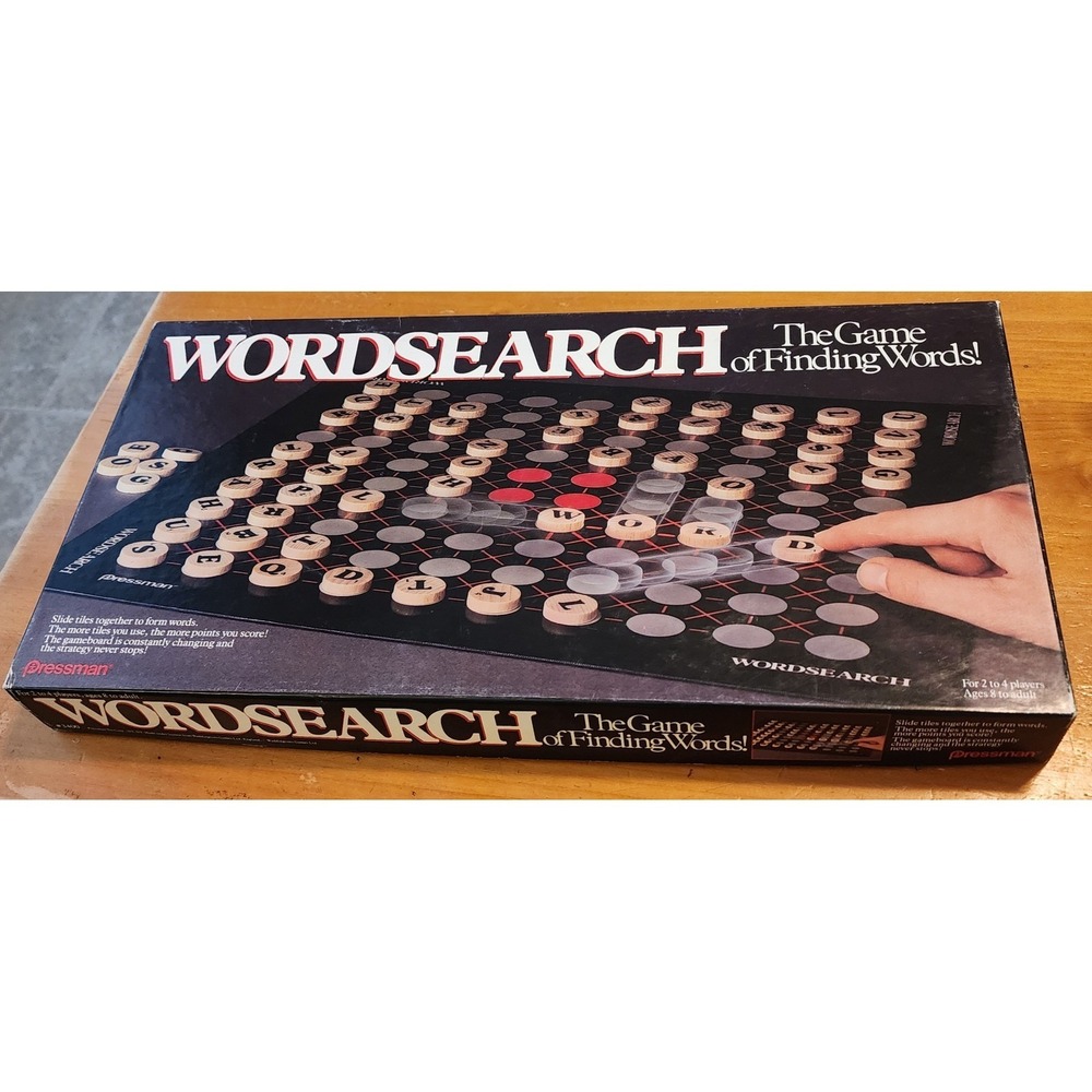 Vintage 1988 Pressman Wordsearch Board Game Complete with Wooden Tiles 3400-01